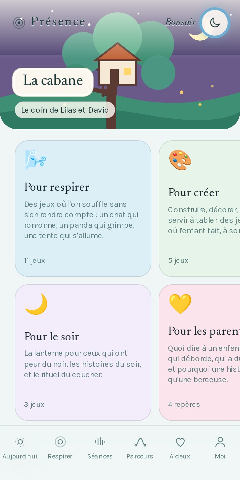 Le coin des enfants : pour respirer, pour créer, pour le soir, pour les parents