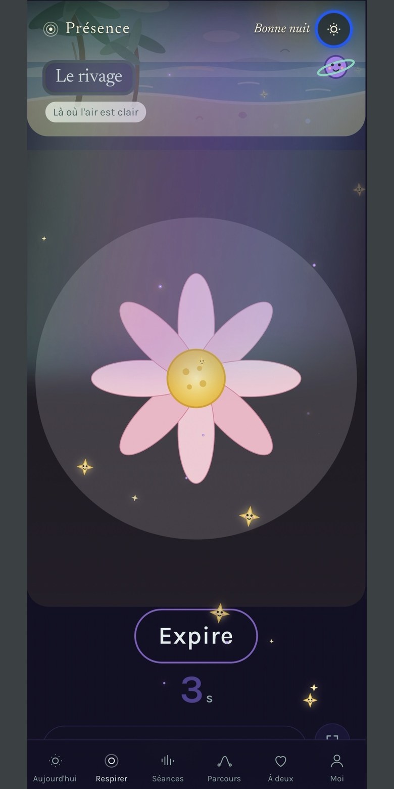 Respirer avec la fleur qui s'ouvre et se referme