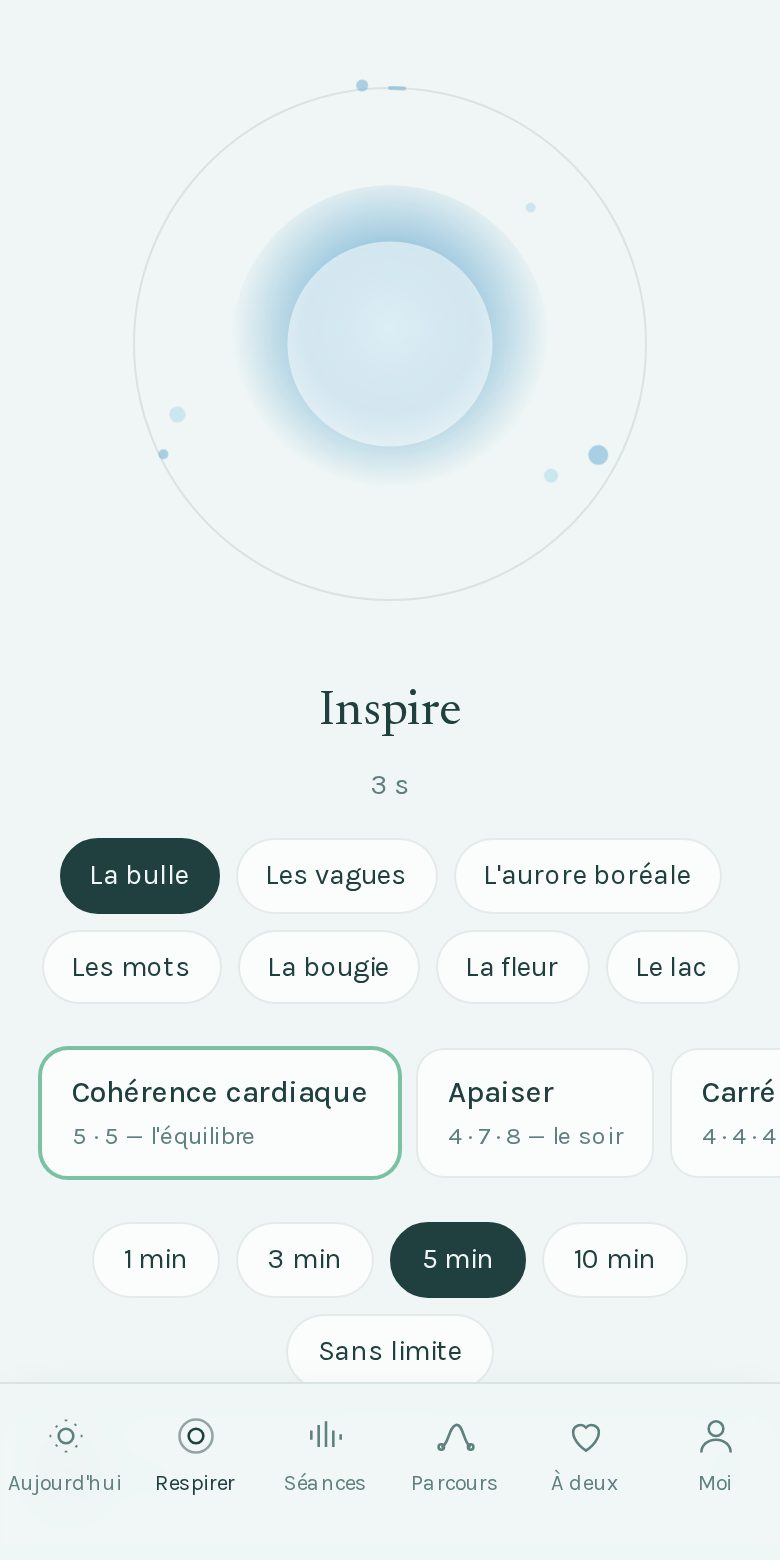 La respiration guidée avec la bulle